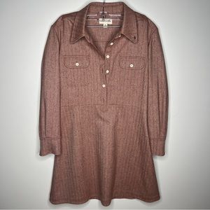Carven Long Sleeve Wool Button Dress